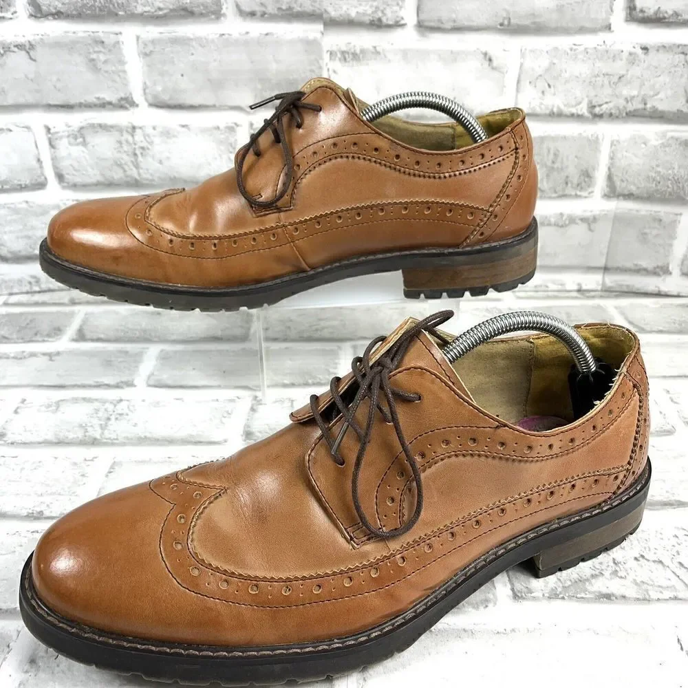 Steve Madden Remaine Men’s Size 11 Brown Leather Wingtip Oxfords Shoes